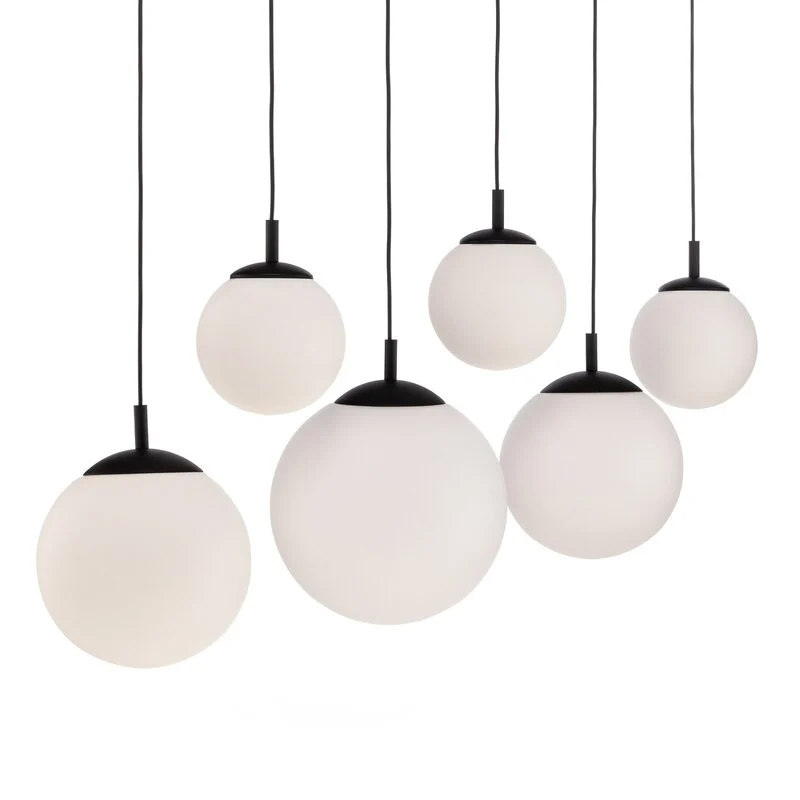 B-Ware Esme Hängeleuchte Pendelleuchte Opalglas sechsflammig linear weiß satiniert Glas