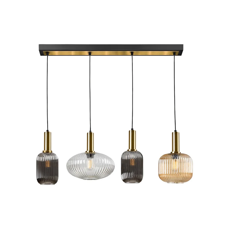 B-Ware Schuller Valencia Hängeleuchte Pendelleuchte Norma Glas bunt Metall 98 cm 4-flg