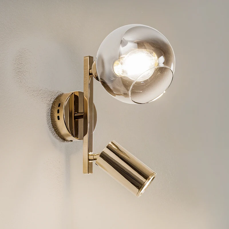 B-Ware Wandleuchte Zerde 1+1 Wandlampe gold Metall Leuchte Lampe 2 flammig LED