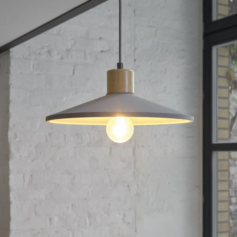 B-Ware OSRAM Hängeleuchte Pendelleuchte CONCRETE WOOD Ø32cm grau holz Beton Lampe E27