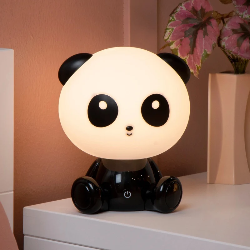 B-Ware Lucide Kindertischleuchte Nachttischlampe Dodo Panda weiß schwarz dimmbar ABS