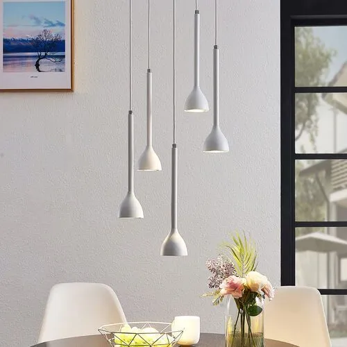 B-Ware Lucande Hängeleuchte Hängeleuchte Lampe Leuchte Nordwin 5-flammig weiß-silber