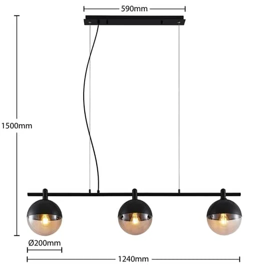 B-Ware Lucande Dustian Hängeleuchte, 3-fl., 124 cm Lampe Leuchte Hängeleuchte IP20 40W