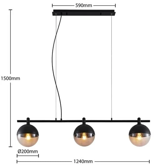 B-Ware Lucande Dustian Hängeleuchte, 3-fl., 124 cm Lampe Leuchte Hängeleuchte IP20 40W