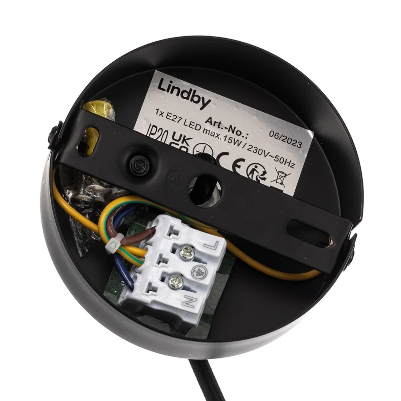 B-Ware Lindby Hängeleuchte Pendelleuchte Tsomo schwarz Stoff Deckenleuchte E27 LED 40cm