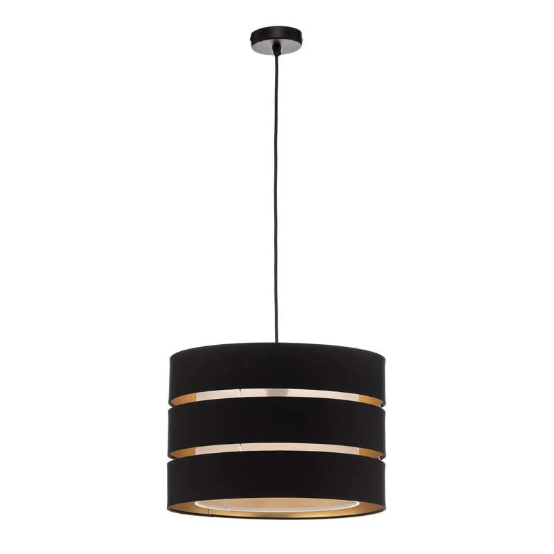 B-Ware Lindby Hängeleuchte Pendelleuchte Tsomo schwarz Stoff Deckenleuchte E27 LED 40cm