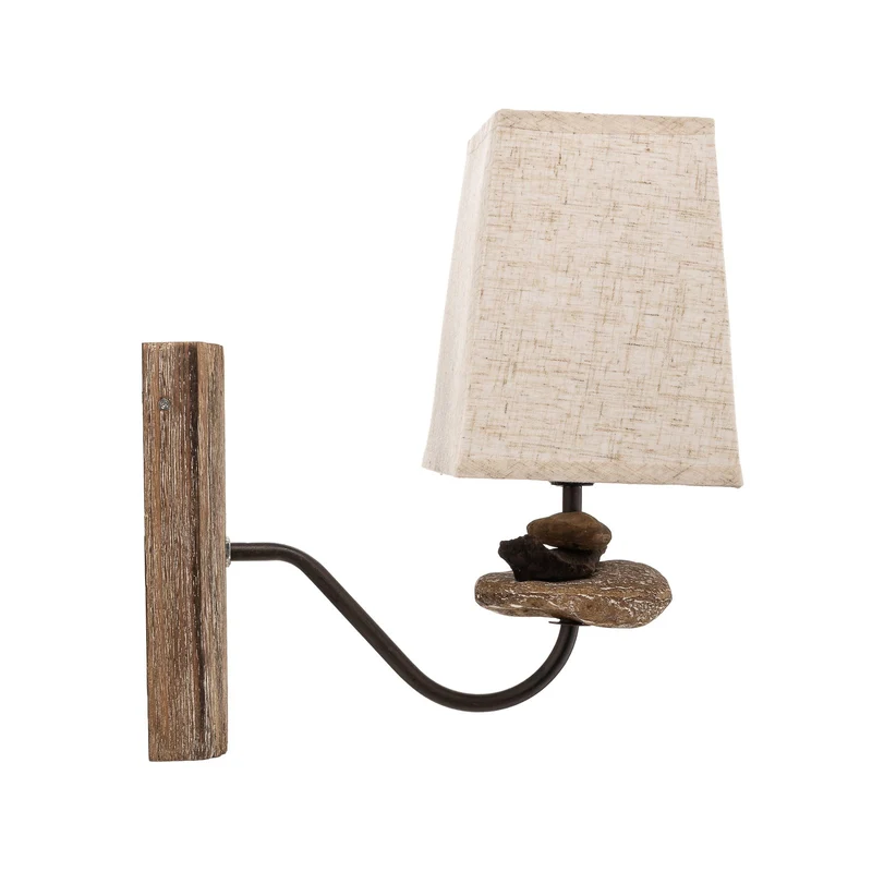 B-Ware Euluna Wandleuchte Seregon mit Steindekor und Stoffschirm Wandlampe Bettlampe427