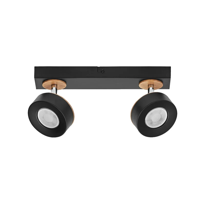 B-Ware OSRAM Deckenstrahler Deckenspot LED Lampe schwarz Stahl Holz Warmweiß 2 Spots
