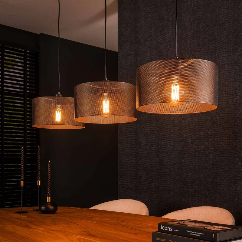 B-Ware Tonno Hängeleuchte Pendelleuchte Lampe schwarz Metall Mesh 3 flammig