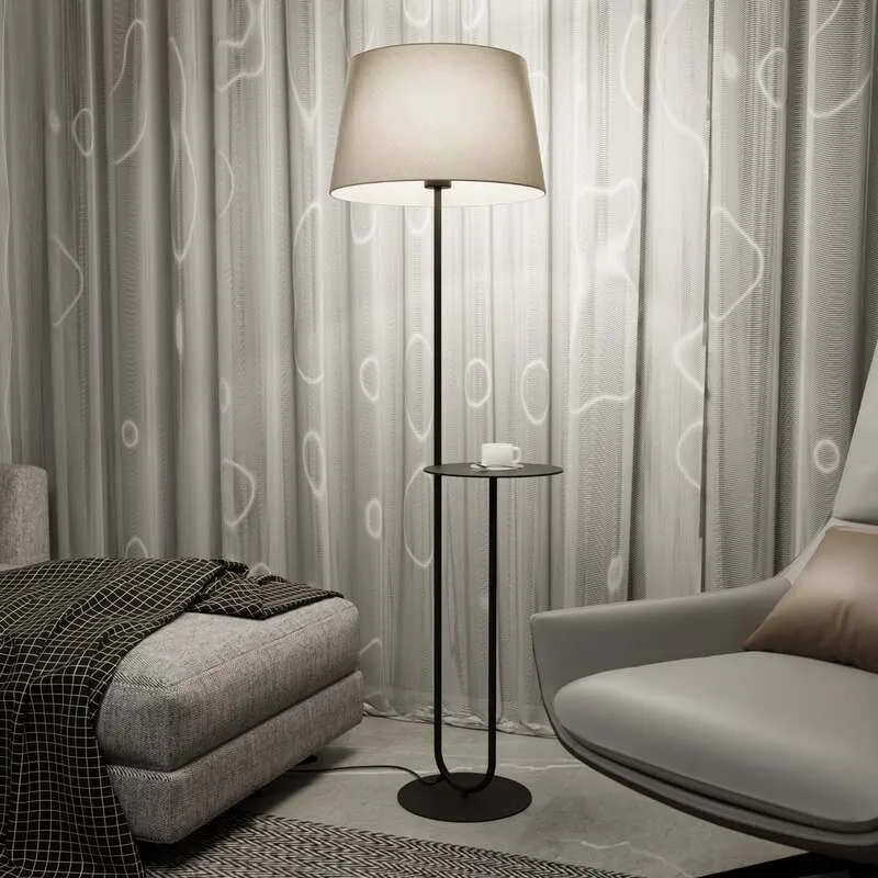 B-Ware Hotel Stehlampe Stehleuchte schwarz beige Stoff Metall 150 cm