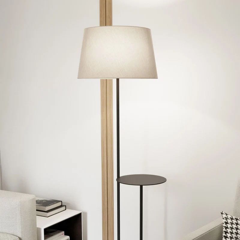 B-Ware Hotel Stehlampe Stehleuchte schwarz beige Stoff Metall 150 cm