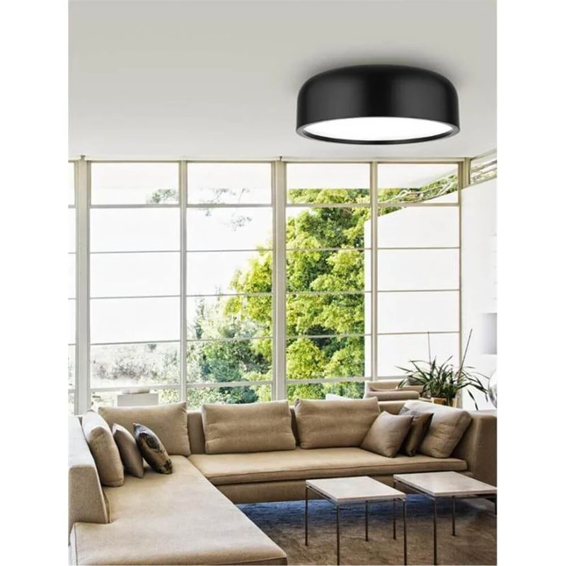 Deckenleuchte Perleto Ø 48cm mit Opal-Abdeckung Schwarz