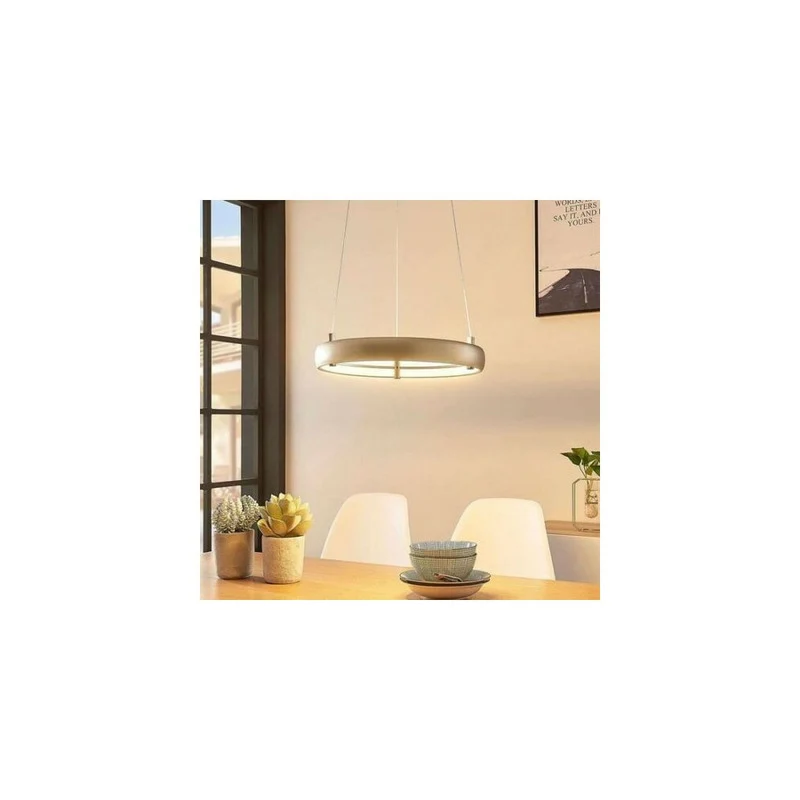 B-Ware LED-Pendelleuchte Risto Pendelleuchte Hängeleuchte Lampe Leuchte Nickel ringförm