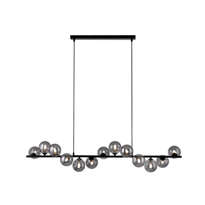 B-Ware SCHÖNER WOHNEN Hängeleuchte Pendelleuchte Dubai Rauchglas G9 LED schwarz 13-flg