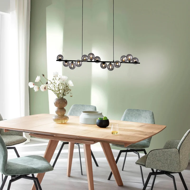 B-Ware SCHÖNER WOHNEN Hängeleuchte Pendelleuchte Dubai Rauchglas G9 LED schwarz 13-flg