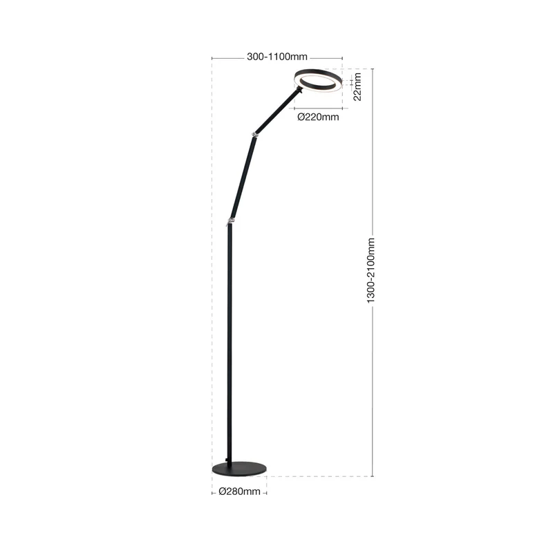 B-Ware Ringo Stehlampe Bodenlampe LED schwarz Metall dimmbar verstellbar Lampenschal504
