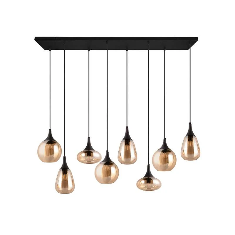 B-Ware TRIO LIGHTING Hängeleuchte Pendelleuchte Lampe Lumina Glas schwarz amber Metall