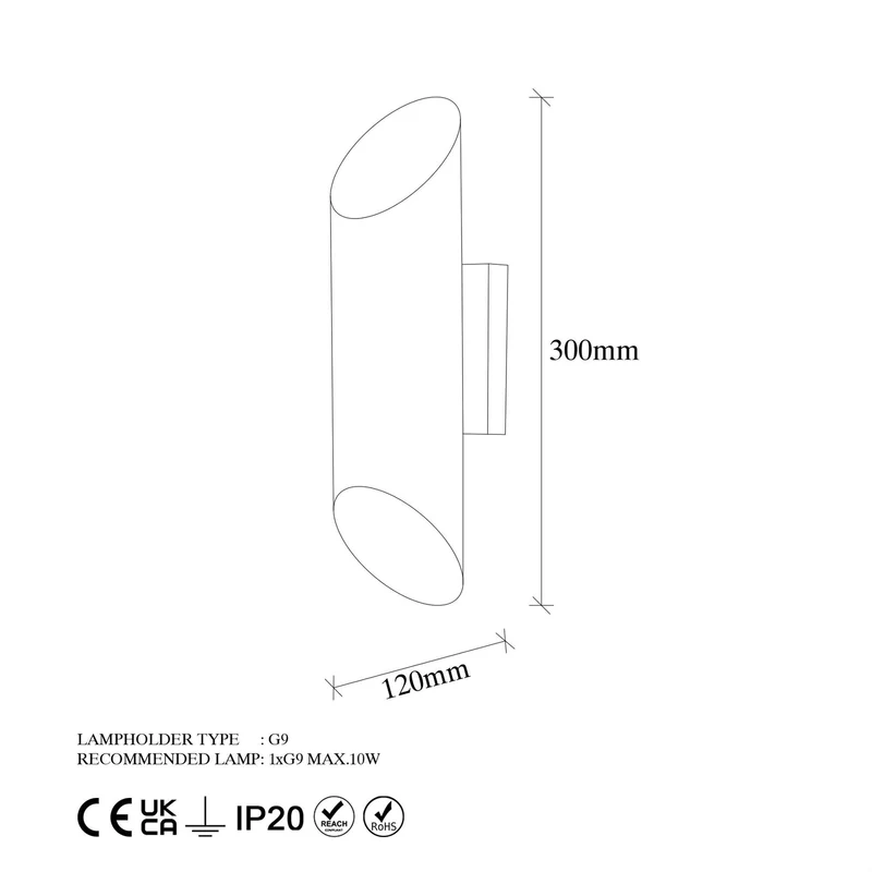 B-Ware Wandleuchte Wandlampe Cut weiß Metall Leuchte Lampe up down Höhe 30 cm