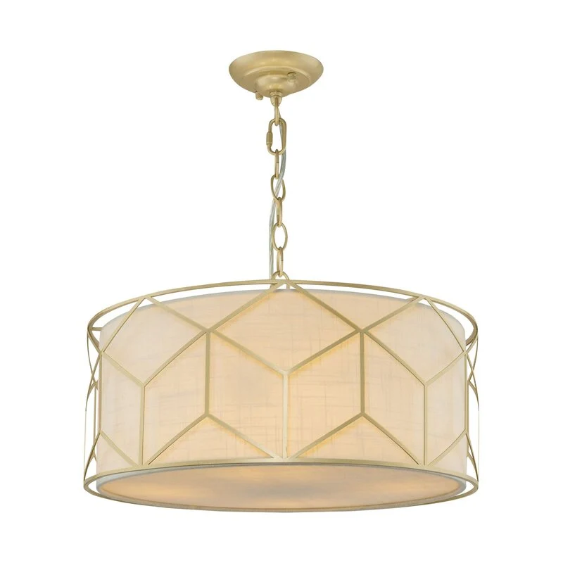 B-Ware Maytoni Hängeleuchte Pendelleuchte Messina Leinen gold beige Metall Lampenschirm