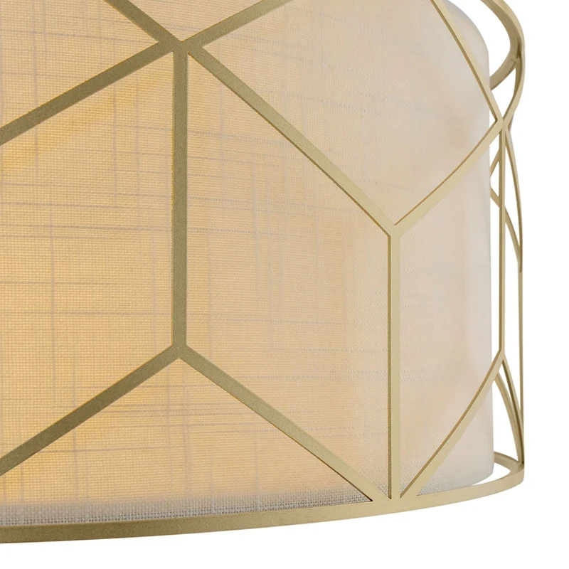 B-Ware Maytoni Hängeleuchte Pendelleuchte Messina Leinen gold beige Metall Lampenschirm