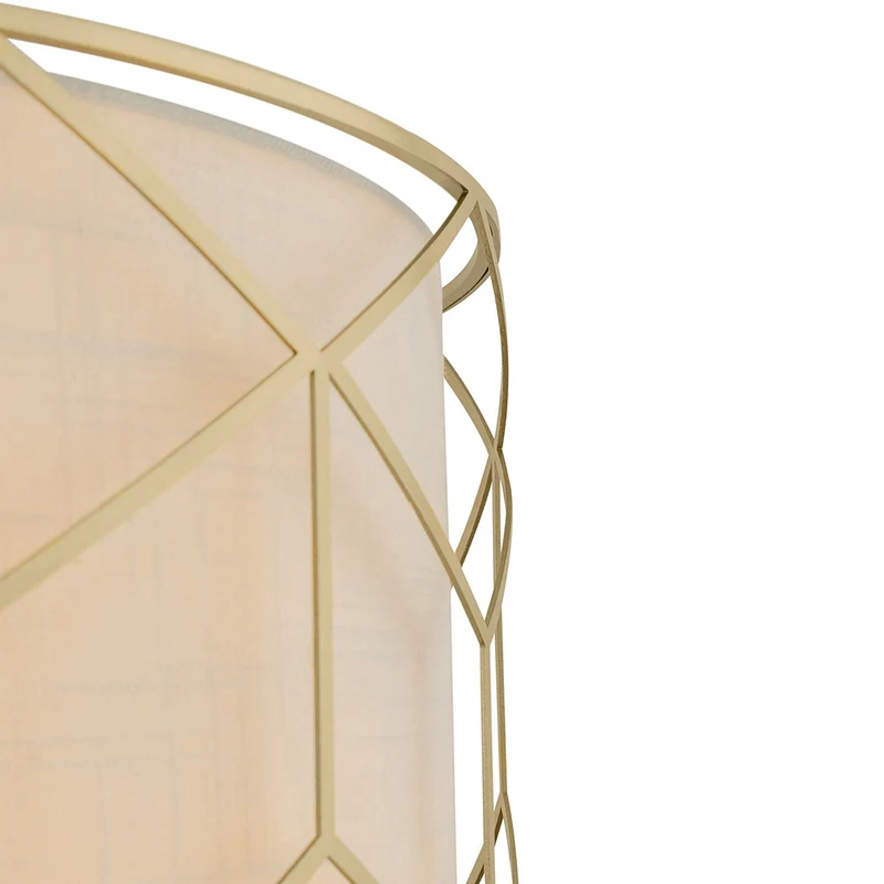 B-Ware Maytoni Hängeleuchte Pendelleuchte Messina Leinen gold beige Metall Lampenschirm