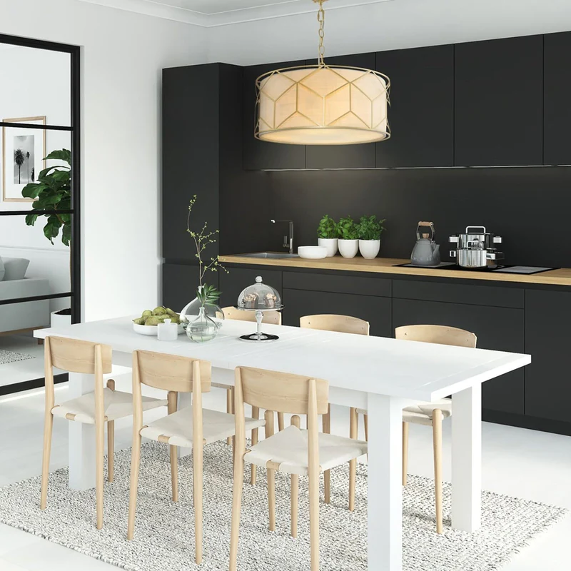 B-Ware Maytoni Hängeleuchte Pendelleuchte Messina Leinen gold beige Metall Lampenschirm