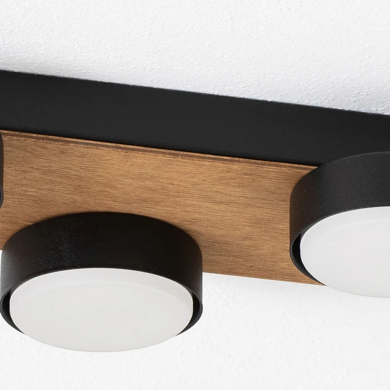 B-Ware Envostar Deckenleuchte Lampe Holz schwarz Stahl Laurent 4 flammig austauschbar