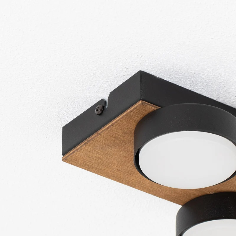 B-Ware Envostar Deckenleuchte Lampe Holz schwarz Stahl Laurent 4 flammig austauschbar