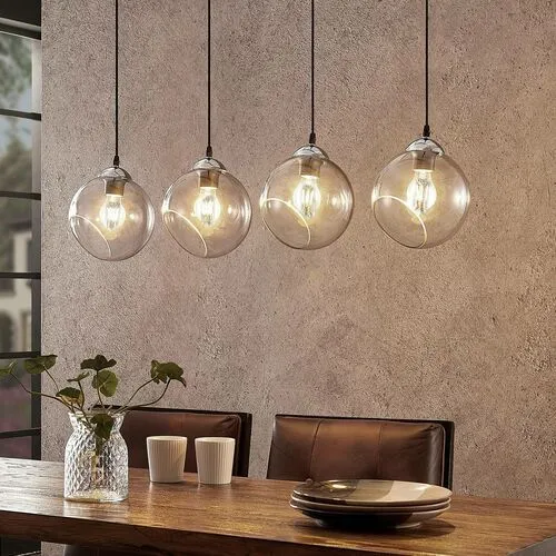 B-Ware Lindby Odila Pendelleuchte Pendelleuchte Lampe Leuchte 4 Glaskugeln rauchgrau