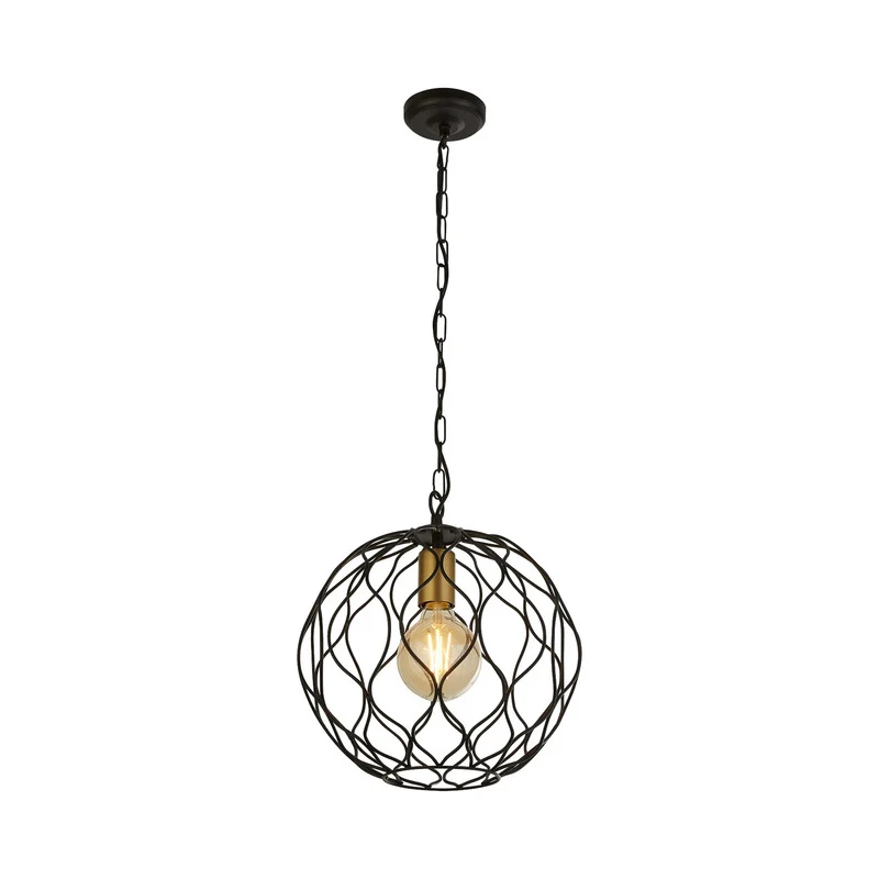 B-Ware Searchlight Hängeleuchte Pendelleuchte Lampe Finesse schwarz gold Ø31,5 cm E27