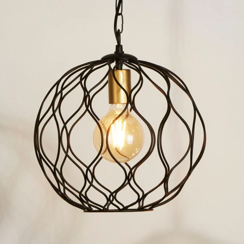 B-Ware Searchlight Hängeleuchte Pendelleuchte Lampe Finesse schwarz gold Ø31,5 cm E27