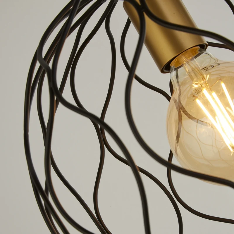 B-Ware Searchlight Hängeleuchte Pendelleuchte Lampe Finesse schwarz gold Ø31,5 cm E27