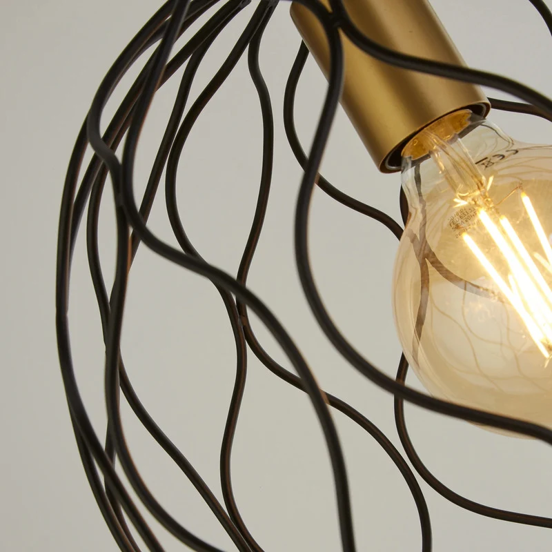 B-Ware Searchlight Hängeleuchte Pendelleuchte Lampe Finesse schwarz gold Ø31,5 cm E27