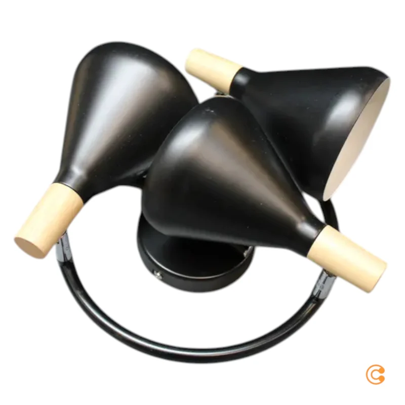 B-Ware Deckenleuchte Lampe Deckenlampe Arina LED Schwarz Holz rund SIEHE TEXT/FOTO