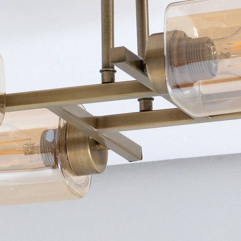 B-Ware Horia Deckenleuchte Lampe antikgold bernstein Glas Metall gold patiniert