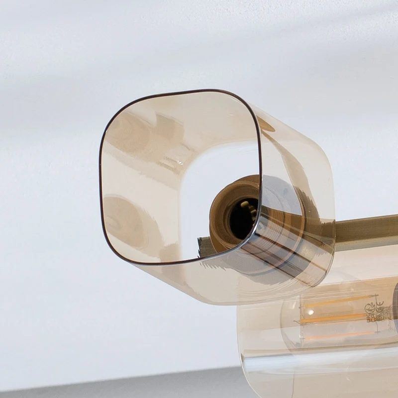 B-Ware Horia Deckenleuchte Lampe antikgold bernstein Glas Metall gold patiniert