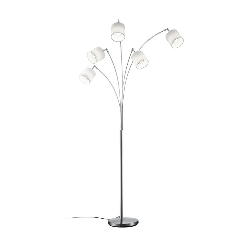 B-Ware Reality Stehlampe Stehleuchte Tommy nickel weiß Stoff Standleuchte H200cm 5-flg