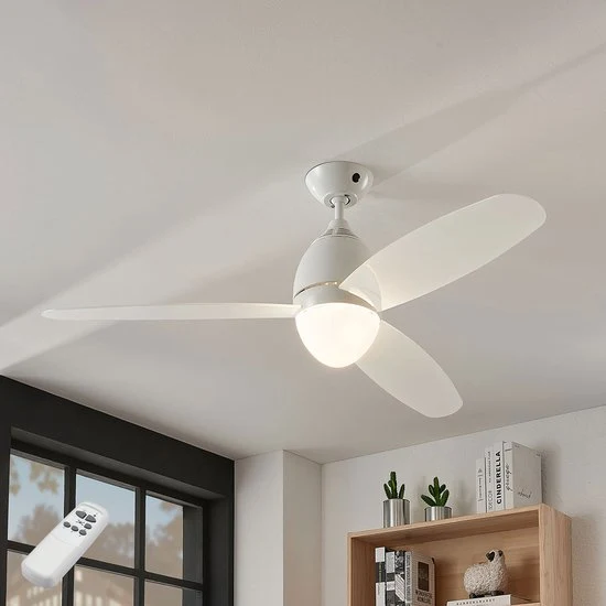 B-Ware Lindby Deckenventilator Deckenlampe Deckenlampe Piara beleuchtet weiß glänzend