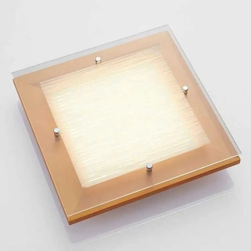 B-Ware Deckenleuchte Lampe LED Holz Cattleya Leuchte braun 32cm quadratisch Deckenlampe