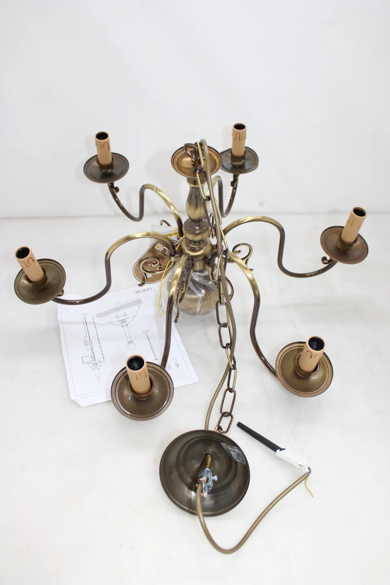 B-Ware Orion Kronleuchter IMKE Deckenlampe Hängelampe messing 6-fl. E14 SIEHE TEXT/FOTO
