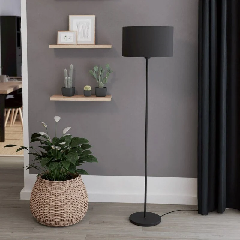 B-Ware Eglo Stehleuchte Stehlampe Maserlo Standleuchte Höhe 151 cm Stoff/Stahl schwarz