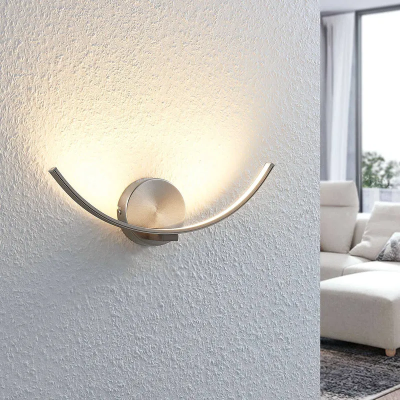 B-Ware Lindby Wandleuchte Wandlampe LED Leuchte Iven nickel warmweiß Beleuchtung 34 cm