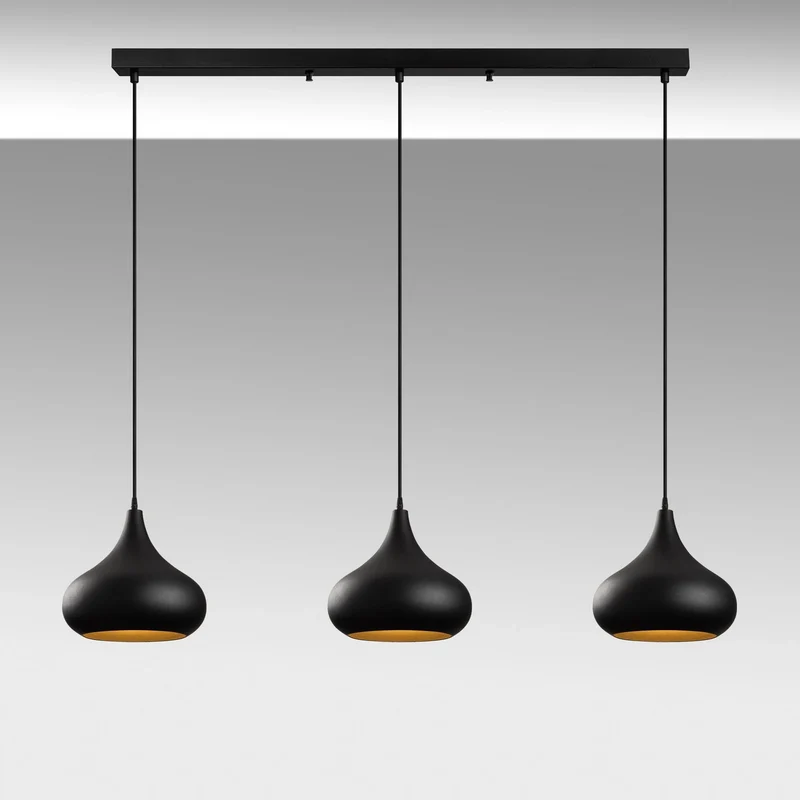 B-Ware Opviq Hängeleuchte Pendelleuchte Muba schwarz Metall Länge 120 cm