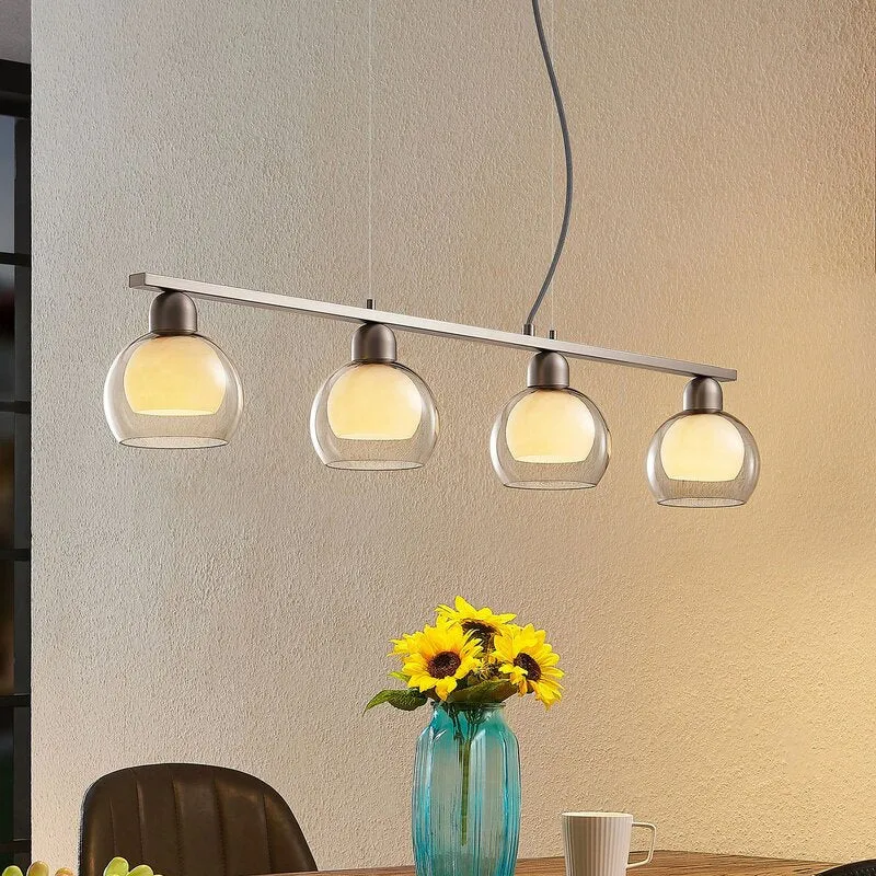 B-Ware Lucande Kaiya Hängeleuchte Leuchte Lampe Hängelampe Glas vierflammig