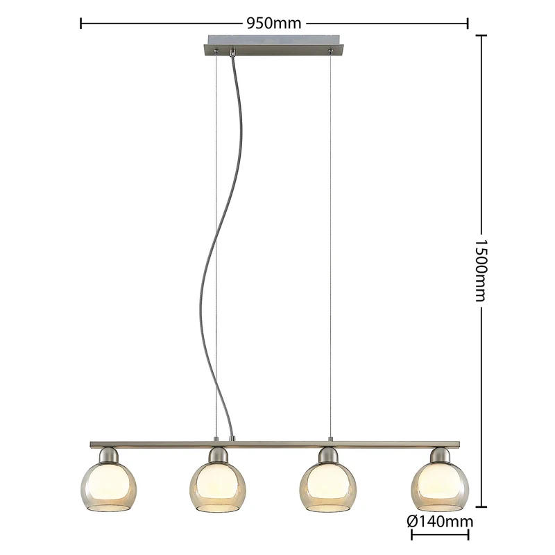 B-Ware Lucande Kaiya Hängeleuchte Leuchte Lampe Hängelampe Glas vierflammig
