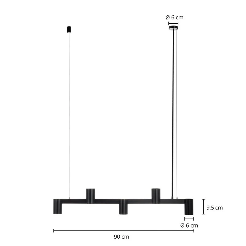 B-Ware Arcchio Hängeleuchte Pendelleuchte Brinja schwarz 120 cm 5 flg GU10