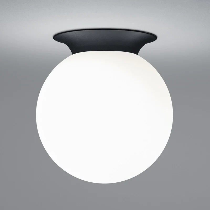 B-Ware HELL Deckenleuchte Lampe Blob Kugelschirm Opalglas schwarz Ø 20 cm E27