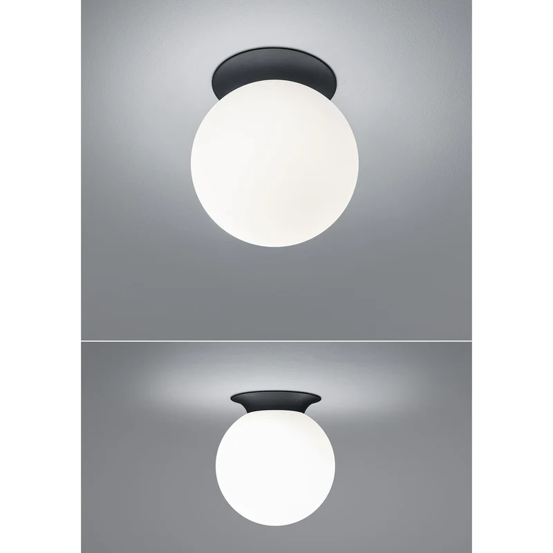 B-Ware HELL Deckenleuchte Lampe Blob Kugelschirm Opalglas schwarz Ø 20 cm E27