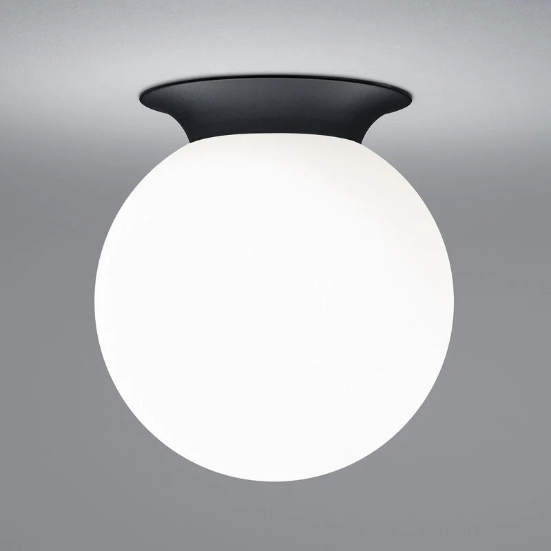 B-Ware HELL Deckenleuchte Lampe Blob Kugelschirm Opalglas schwarz Ø 20 cm E27