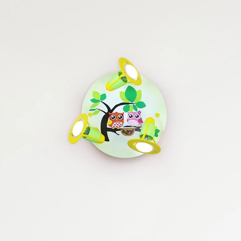 B-Ware ELOBRA Deckenleuchte Lampe Eule Kinderzimmer grün gelb Kinderleuchte Beleuchtung